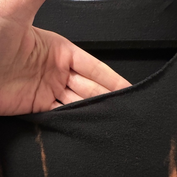 Patchwork bleached tunic dress handmade upcycle one size raw hem neckline - Picture 7 of 7